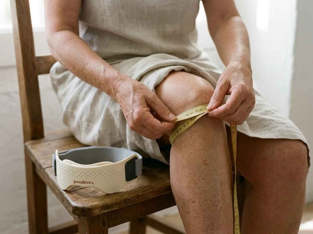 Midiendo la pierna justo debajo de la rodilla